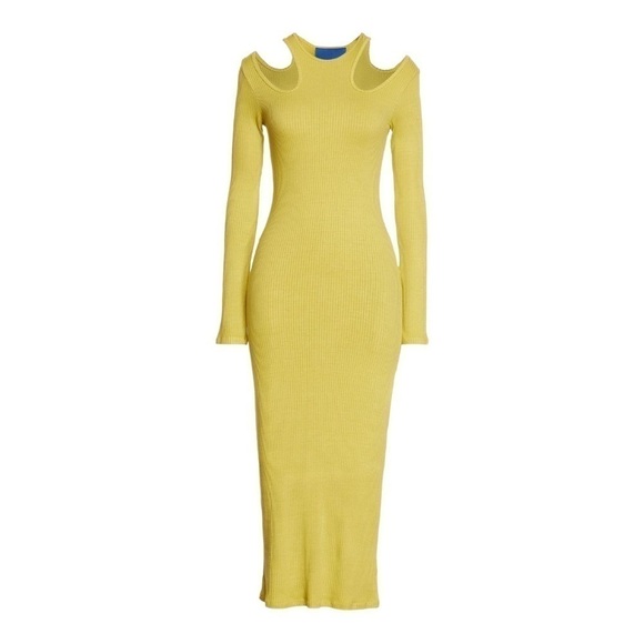 Simon Miller Anz Rib Cutout Long Sleeve Dress in kiwi (lime green) - Picture 4 of 15